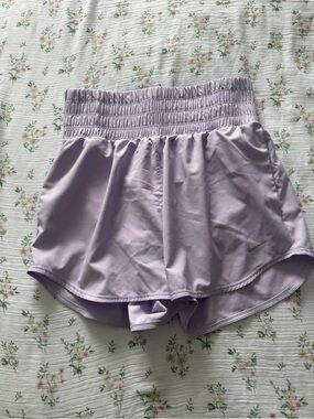Nike Lilac Smocked-Waist Athletic Shorts